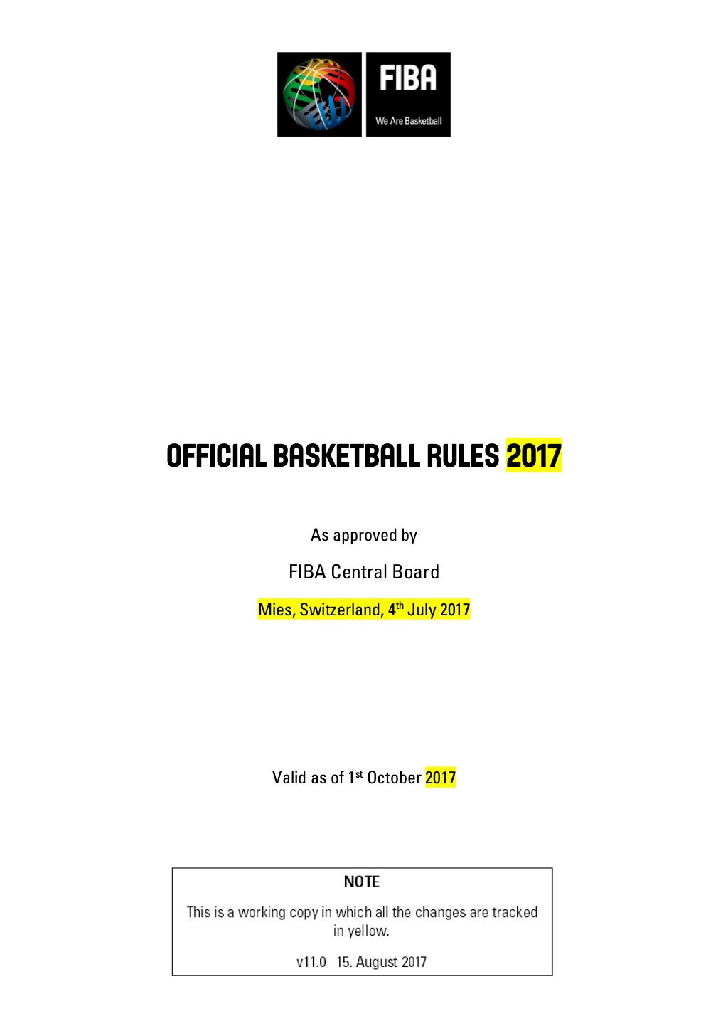 FIBA Official Basketball Rules 2017