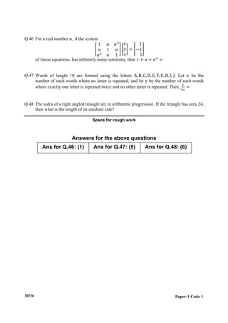 IIT-JEE Advanced 2017 Question Paper 1 | PDF