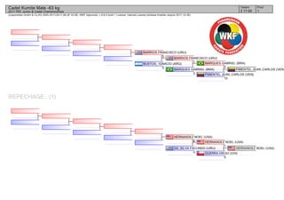 (c)sportdata GmbH & Co KG 2000-2017(2017-08-26 16:28) -WKF Approved- v 9.6.0 build 1 License: Internal License Andreas Koehler (expire 2017-12-30)
Tatami Pool
12 17:00
Cadet Kumite Male -63 kg
2017 PKF Junior & Cadet Championships
REPECHAGE: (1)
PIMENTEL JEAN_CARLOS (VEN)
PIMENTEL JEAN_CARLOS (VEN)
10
MARQUES GABRIEL (BRA)
2
MARQUES GABRIEL (BRA)
3
BARRIOS FRANCISCO (URU)
1
BUSTOS_ IGNACIO (ARG)
0
BARRIOS FRANCISCO (URU)
5
HERNANDEZ NOEL (USA)
GUERRA DIEGO (CHI)
0
HERNANDEZ NOEL (USA)
1
DA_SILVA FACUNDO (URU)
3
HERNANDEZ NOEL (USA)
6
 
