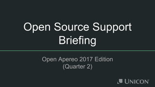 Open Source Support
Briefing
Open Apereo 2017 Edition
(Quarter 2)
 