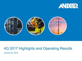 4Q 2017 Highlights and Operating Results
January 30, 2018
1
 