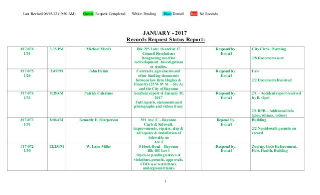 Opra Request Reports Bayonne Nj January 2017