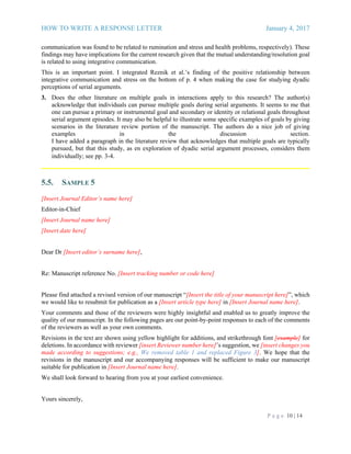 2017 Response Letter to a Journal | PDF
