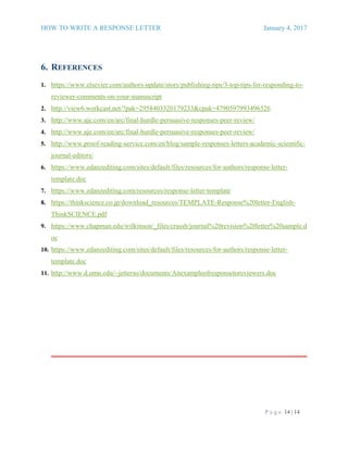 2017 Response Letter to a Journal | PDF