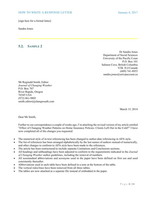 2017 Response Letter to a Journal | PDF
