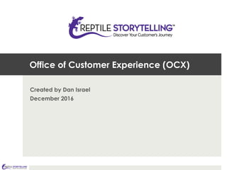 Office of Customer Experience (OCX)
Created by Dan Israel
December 2016
 
