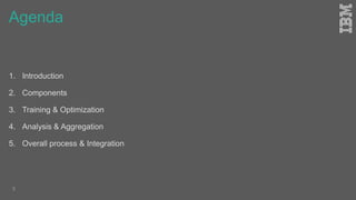 1. Introduction
2. Components
3. Training & Optimization
4. Analysis & Aggregation
5. Overall process & Integration
Agenda
3
 