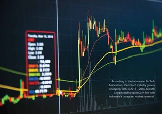 11Hot Job | Salary figures relate to base salaries and exclude bonuses, incentive schemes or stock options.
According to the Indonesian FinTech
Association, the fintech industry grew a
whopping 78% in 2015 – 2016. Growth
is expected to continue in line with
Indonesia’s untapped market potential.
 