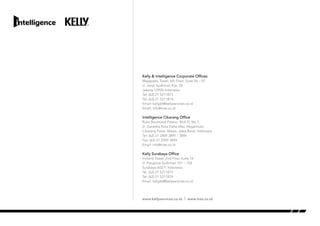 www.kellyservices.co.id | www.inte.co.id
Kelly & Intelligence Corporate Offices
Mayapada Tower, 6th Floor, Suite 06 – 01
Jl. Jend. Sudirman Kav. 28
Jakarta 12920 Indonesia
Tel: (62) 21 5211873
Tel: (62) 21 5211874
Email: kellyjkt@kellyservices.co.id
Email: info@inte.co.id
Intelligence Cikarang Office
Ruko Boulevard Fresno, Blok D, No.1,
Jl. Ganesha Kota Delta Mas, Hegarmukt,
Cikarang Pusat, Bekasi, Jawa Barat, Indonesia
Tel: (62) 21 2909 3895 / 3896
Fax: (62) 21 2909 3894
Email: info@inte.co.id
Kelly Surabaya Office
Intiland Tower, 2nd Floor Suite 16
Jl. Panglima Sudirman 101 – 103
Surabaya 60271 Indonesia
Tel: (62) 21 5211873
Tel: (62) 21 5211874
Email: kellyjkt@kellyservices.co.id
 