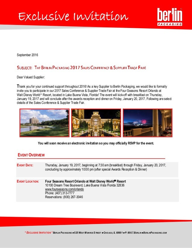 2017 Sales Conference Detailed Invitation Letter