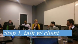 Step 1, talk w/ client
 