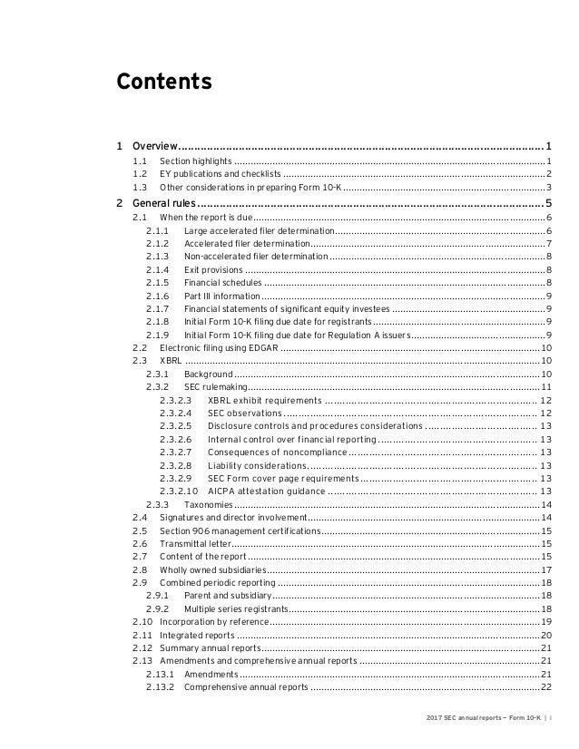 2017 sec annual reports form 10 k 10k format