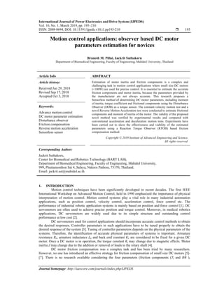 Motion control applications: observer based DC motor parameters ...