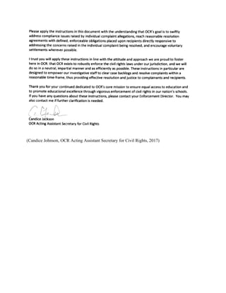 (Candice Johnson, OCR Acting Assistant Secretary for Civil Rights, 2017)
 