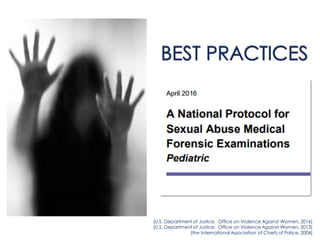 BEST PRACTICES
(U.S. Department of Justice, Office on Violence Against Women, 2016)
(U.S. Department of Justice, Office on Violence Against Women, 2013)
(the International Association of Chiefs of Police, 2004)
 