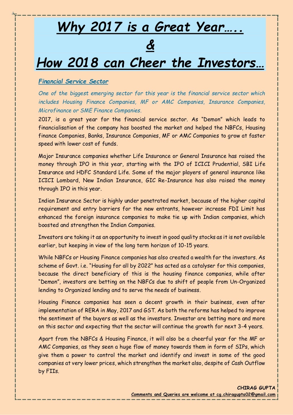 Indian Markets From 2017 To 2018