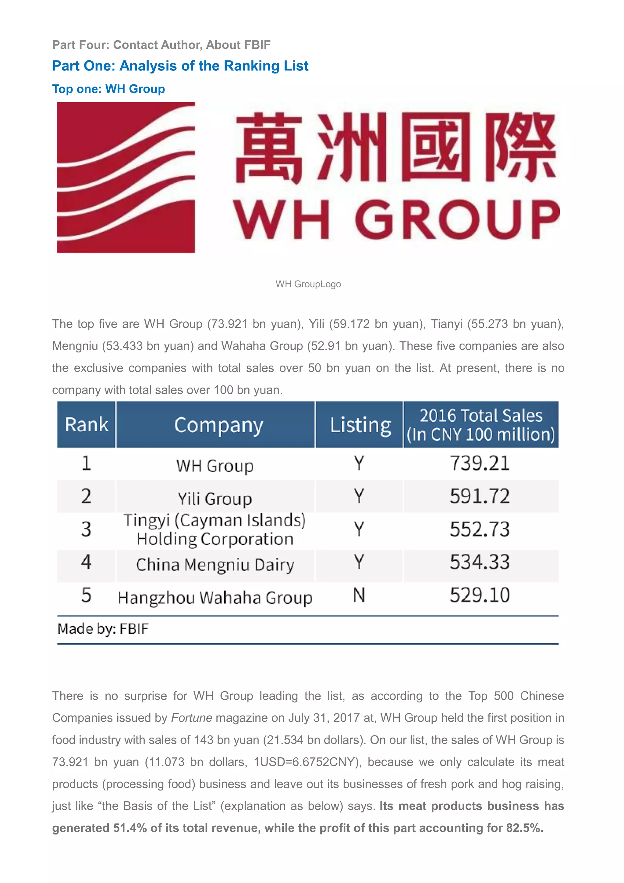2017 top 100 food & beverage companies of china | PDF