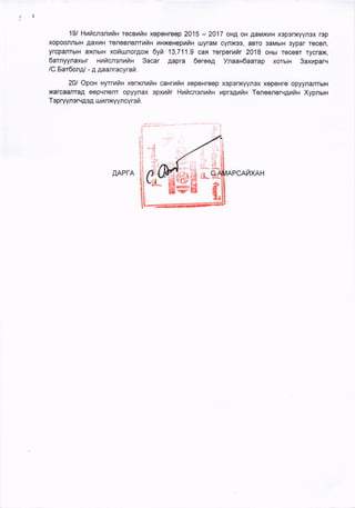191 HuhcnannfiH recBrriH xopeHre€p 2015 - 2017 oHA oH AaMx!4H xoponqynox rop
xopoonnbtH AaxrH TeneBnenrrtiH t4HxeHepr4fiH uJyraM cynxoo, aBTo 3aMbtH 3ypar rocefl,
yrcpanrbrH a>rnurs xofiunorgox 6yrZ 13,711.9 can rorpornfir 2018 onsr roceBT Tycrax,
6arnyynaxurr Huficnsn fiH 3acar Aapra 6ereeA Ynaau6aarap xorbtH 3axuparv
lC.6ar6onp,l - p Aaatitac6aiA.
20l Opox nyrrnriH xerxnrfin canrufts xepeHreep xsp3nrvynox xepeHre opyyflanrbtH
xarcaanraA eepqflonr opyynax spxufir Hu cns nuha upregnhn Teneenerqgufir.r Xypnsrx
Tepryynerv4og Lurnxyyncyrefr .
AAPTA
.t
;.:l
*s
l!,
EI
 