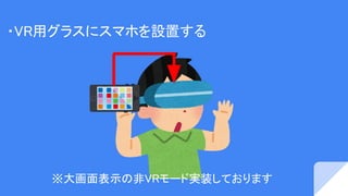 ・VR用グラスにスマホを設置する
※大画面表示の非VRモード実装しております
 