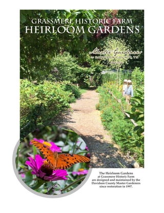 The Heirloom Gardens
at Grassmere Historic Farm
are designed and maintained by the
Davidson County Master Gardeners
since restoration in 1997.
Grassmere historic farm
heirloom Gardens
 