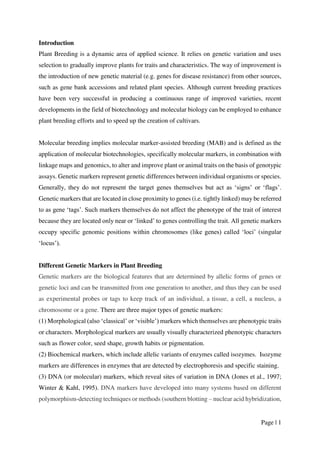 Advancement of molecular markers and crop improvement in plant breeding ...