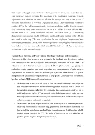 Advancement of molecular markers and crop improvement in plant breeding ...