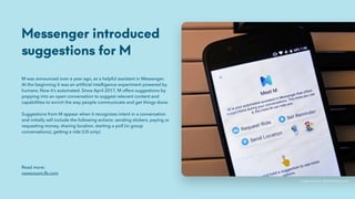 Messenger introduced
suggestions for M
M was announced over a year ago, as a helpful assistant in Messenger.
At the beginn...