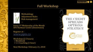 Full Workshop
Every 3rd Wednesday of the Month
SFU Harbour Centre (Downtown)
Register at :
www.ppis.ca
Workshop (2.5 hours)
+ Workbook
+ 1-1 Coaching (1 hour)
Next Workshop: February 21, 2018
Methodology
Adjustment Rules
Risk management
…
 