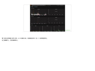 第⼆二排左边突增的 QPS 访问，从 10 飙到 200，但是响应时间（左⼀一）没有明显变化。

右三看着吓⼈人，其实基数很⼩小。
 
