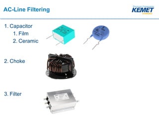 AC-Line Filtering
1. Capacitor
1. Film
2. Ceramic
2. Choke
3. Filter
 