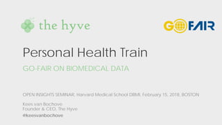 Personal Health Train
GO-FAIR ON BIOMEDICAL DATA
OPEN INSIGHTS SEMINAR, Harvard Medical School DBMI, February 15, 2018, BOSTON
Kees van Bochove
Founder & CEO, The Hyve
@keesvanbochove
 