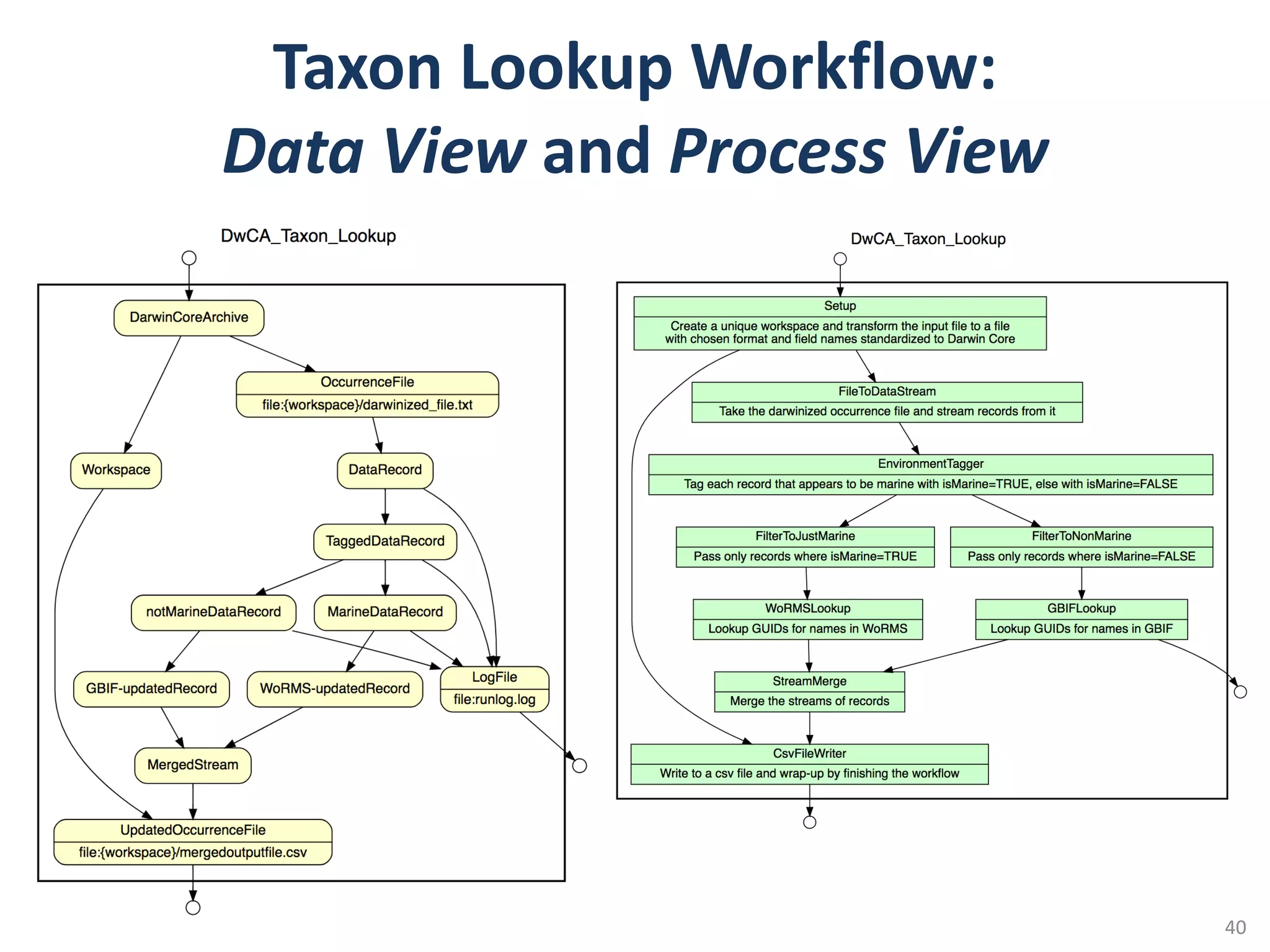 Taxon	Lookup	Workflow:	
Data	View	and	Process	View
Ludäscher:	Whole-Tale++
40
 