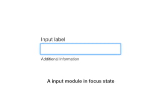 Input label
Additional Information
A input module in focus state
 