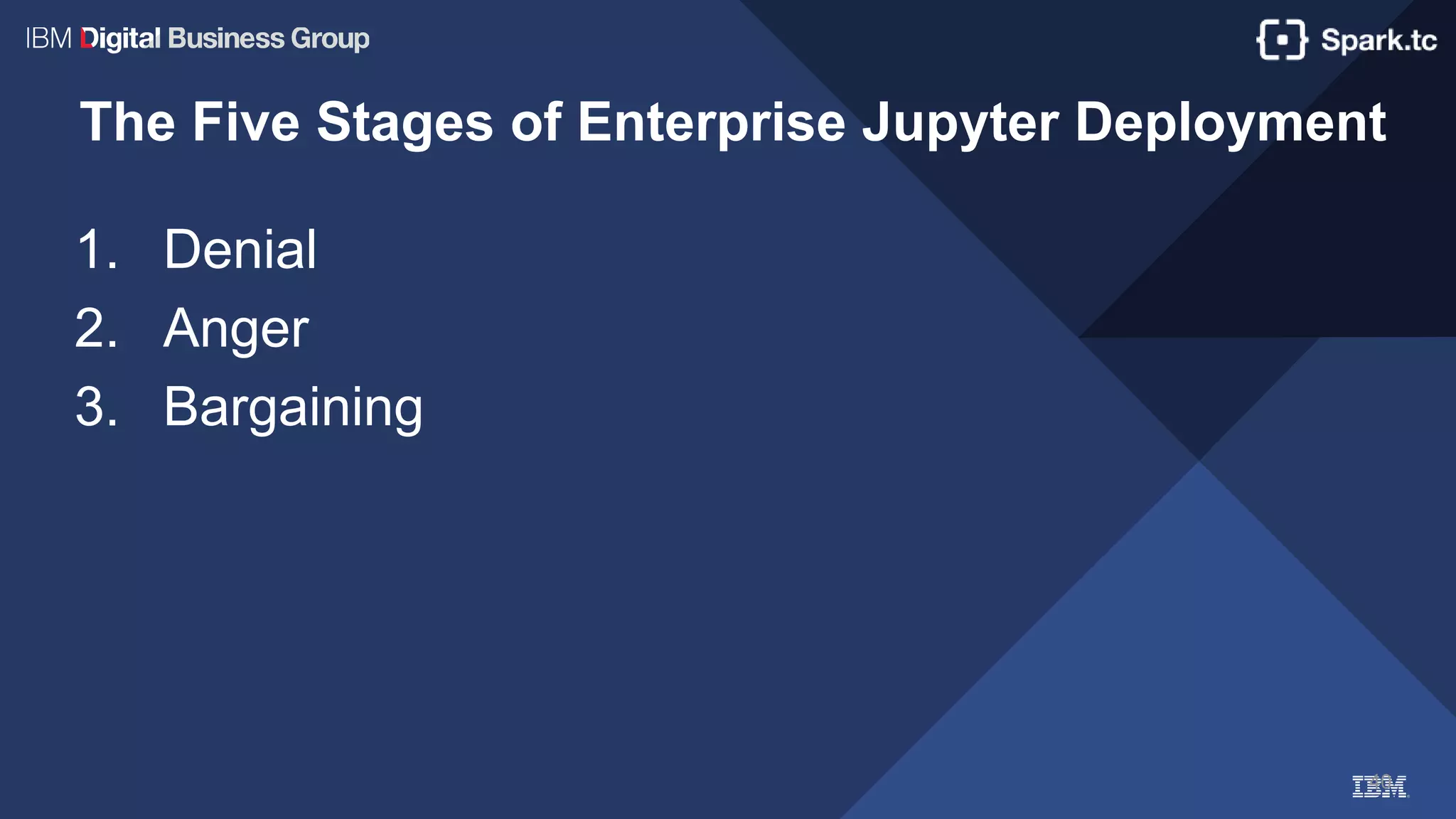 40
The Five Stages of Enterprise Jupyter Deployment
1. Denial
2. Anger
3. Bargaining
 