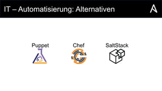 IT – Automatisierung: Alternativen
Puppet Chef SaltStack
 