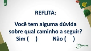 REFLITA:
Você tem alguma dúvida
sobre qual caminho a seguir?
Sim ( ) Não ( )
 