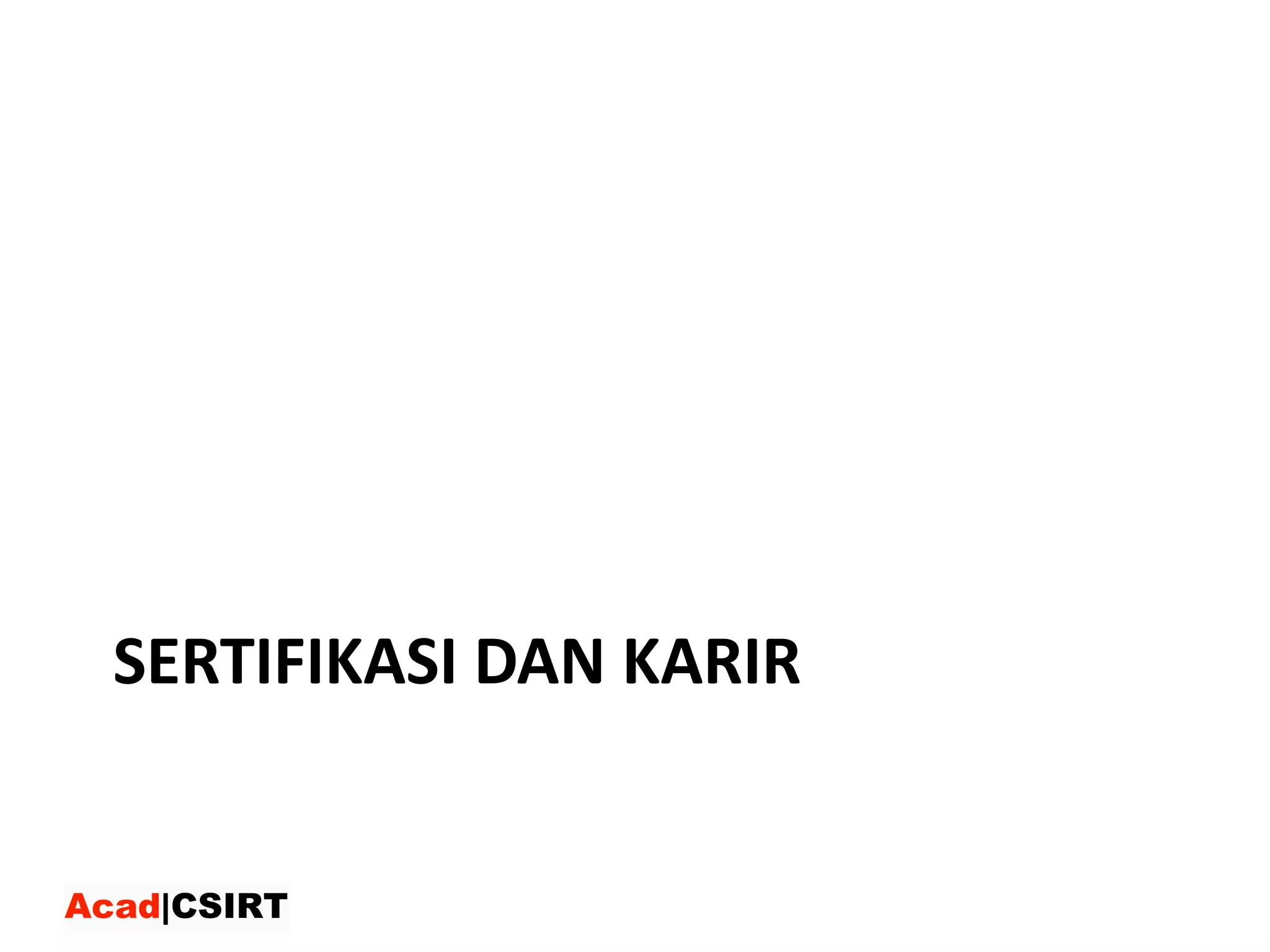 SERTIFIKASI DAN KARIR
 