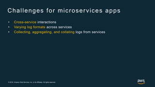 © 2018, Amazon Web Services, Inc. or its Affiliates. All rights reserved.
Challenges for microservices apps
• Cross-servic...