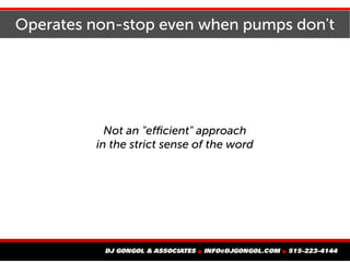 Operates non-stop even when pumps don't
Not an "efcient" approach
in the strict sense of the word
 