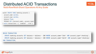 15© 2018 All rights reserved.
Distributed ACID Transactions
Multi-Row/Multi-Shard Operations At Any Scale
YCQL
 