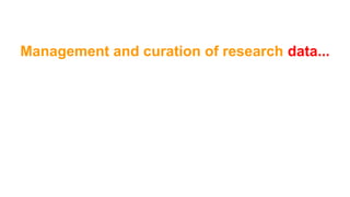 Management and curation of research data...
 