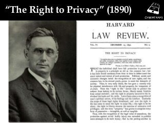 “The Right to Privacy” (1890)
 