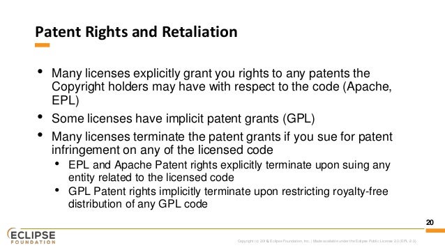 OSS licenses and the Eclipse Public License
