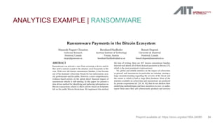 ANALYTICS EXAMPLE | RANSOMWARE
54
Ransomware Payments in the Bitcoin Ecosystem
Masarah Paquet-Clouston
GoSecure Research
M...