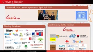 Growing Support
Landmark Inria Unesco agreement, April 3rd, 2017
Sharing the vision
Contributing to the mission
>= 100Ke/y...