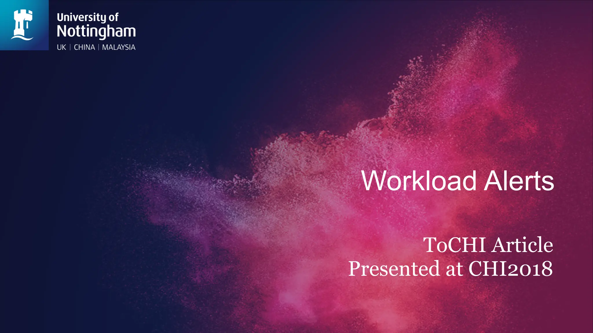 Workload Alerts
ToCHI Article
Presented at CHI2018
 