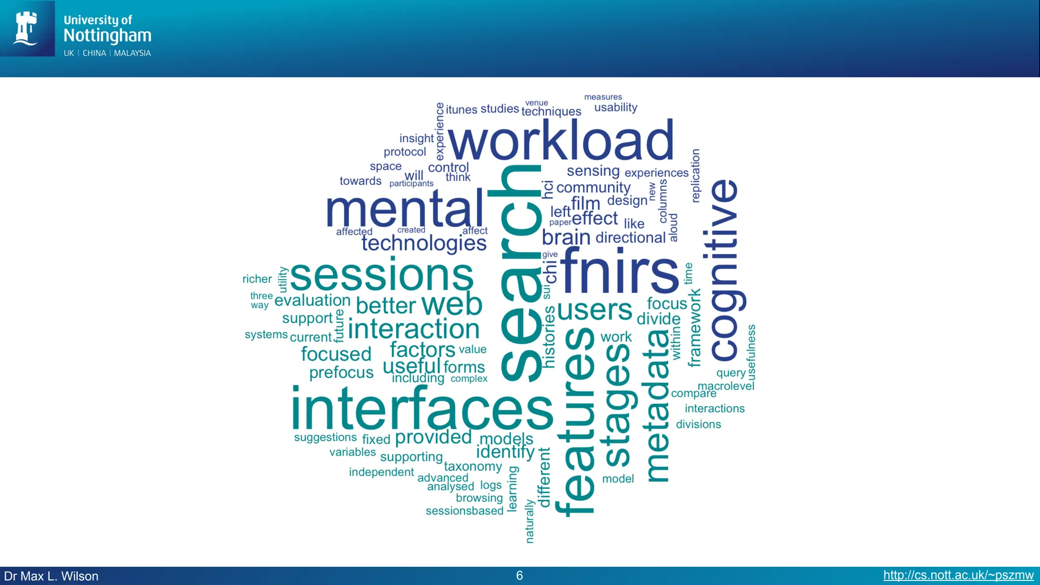 Dr Max L. Wilson http://cs.nott.ac.uk/~pszmw
6
 