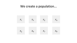 x1 x2 x3 x4
x5 x6 x7 x8
We create a population...
 