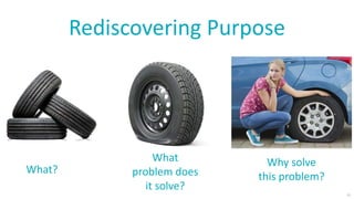 15
Rediscovering Purpose
What?
What
problem does
it solve?
Why solve
this problem?
 