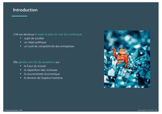 Alexia Audevart – IA & Rêve - CJD© Tous droits réservés - 2018
Introduction
L’IA est devenue le sujet le plus en vue du numérique
• sujet de société
• un objet politique
• un outil de compétitivité des entreprises
Elle génère son lot de questions sur :
• le futur du travail
• la répartition des richesses
• la souveraineté économique
• le devenir de l’espèce humaine
 
